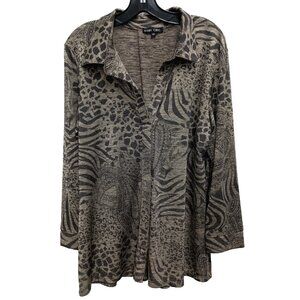 BOHO Chick Womens Legenlook Tunis Top Medium Gold Animal print Metallic Artsy